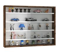 HOMCOM Vetrinetta a 5 Ripiani Regolabili, Bacheca Portaoggetti in Vetro e Truciolato, 80x9.5x60 cm, Marrone