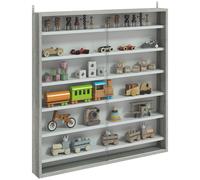 HOMCOM Vetrinetta Bianca e Grigia a 6 Ripiani Regolabili con Ante in Vetro