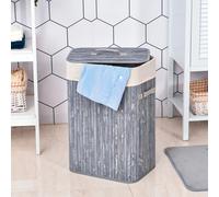 HOMCOM-Wäschekorb-Bambus-L40 X B30 X H60 cm-Grigio