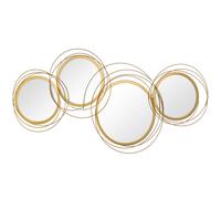 HOMCOM Wall Art 3D in Metallo, Decorazione Murale a Cerchi con Specchi 107x56cm