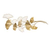 HOMCOM Wall Art Decorazione Murale 3D Dorata con Foglie di Ginkgo 138x70cm