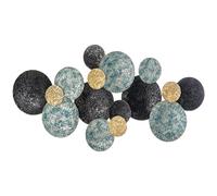 HOMCOM Decorazione da Parete in Metallo, Decorazione Murale in 3D per Interni, Wall Art a Cerchi con Rivestimento in Rilievo, Vintage, 133x66 cm, Blu, Nero e Oro