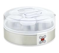 HOMCOM Yogurtiera 20W da 1.5L con 7 Vasetti e Display a Pulsanti, in Acciaio Inox e Plastica, 24x24x13 cm, Bianca Aosom