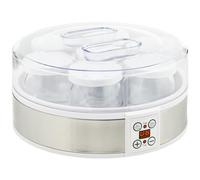 HOMCOM Yogurtiera 20W da 1.5L con 7 Vasetti e Display con Pulsanti, Macchinario per Yogurt in Acciaio Inox e Plastica, 24x24x13 cm, Bianca