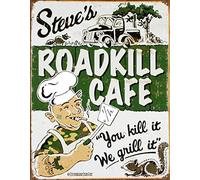 HomDeo Home Farm Targa in latta Steve's Cafe Roadkill Cafe You Kill it, we Grill it. Targa in metallo 30,5 x 40,6 cm, decorazione da parete