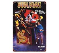 HomDeo Targa in latta da 20,3 cm di larghezza x 30,5 cm di altezza, divertente decorazione da parete, motivo: Mortal Kombat Midway Arcade Game Annuncio, Vintage