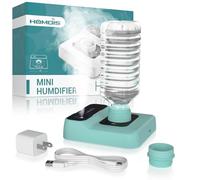HOMDIS Umidificatore da viaggio, piccolo umidificatore portatile per piante, camera da letto, ufficio, hotel o auto, mini umidificatori a nebbia fredda, silenzioso, 23 dB, spegnimento automatico, luce