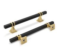homdiy Confezione da 12 maniglie per armadietti da 128 mm, colore nero e oro, in lega di zinco, per armadietti, cassettiere, credenze, credenze, cassetti