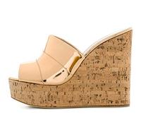 HOMDREAM Tacchi Donna Sandali con Tacco Alto 17CM Sandali con Tacco Alto Sandali con Zeppa in Grano di Legno Sandali Taglie Forti,Gold-45