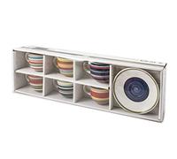 Home 100 Righe Set 6 Tazze Te, con Piattino, Stoneware, cc250