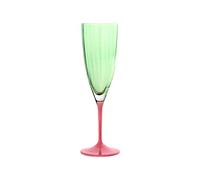 Home 1953322 Confezione 6 Calici Flute Kate Optical in Vetro, Verde con Piede Rosa, Cl 22