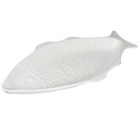 Piatto Pesce Ceramica Bianco 49X22X3