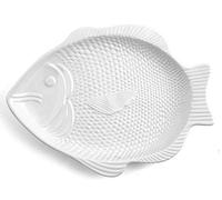 Home 2569500 Piatto Pesce Ceramica 42X32X3 Arredo Tavola, Bianco