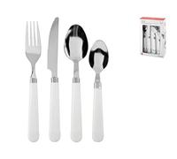Home 756467 Servizio Posate 24 Pezzi, Inox, Manico Bianco, Acciaio Plastica