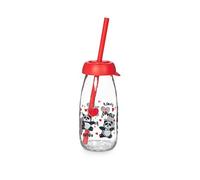 Home 7769204 Barattolo con Cannuccia Funny Kids, Decoro Panda, Vetro, 0.25 Lt, Glass, White