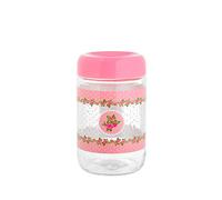 Home 7858506 Barattolo Decoro con Tappo in Plastica, Vetro, Rosa, 0.66 Lt