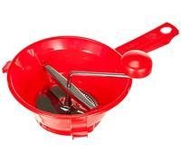 Home 8003512176029 Passaverdura a 3 Dischi, 20 cm, Inossidabile, Rosso/Acciaio, 33x21x16 cm