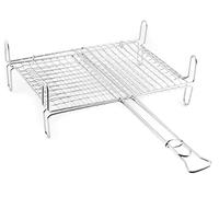 Home Graticola Doppia 1 manico, Acciaio Inox, con piedi, Grigio, 37x27 cm - 8446437