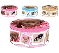 Home Scatola Cats&Dogs Tonda in Latta, Decoro Cani, cm 17 x 8 H, Standard, Medium