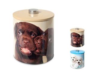 Home 8598100 Biscottiera Cats&Dogs In Latta, Decoro Cani, cm 17 x 20 H