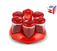 HOME 9119203 Porta Spezie 6 Barattolo Cc105 Tappo Rosso Utensili da Cucina