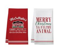 Home Alone - Asciugamani da cucina divertenti, confezione da 2 strofinacci natalizi, regali per la casa da solo, decorazione per la cucina e il bagno, asciugamano di Natale, regalo di elefante bianco