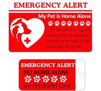 Home Alone Dog & Cat Emergency Contact Key Tag & Wallet Card 2 pz