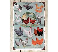 Home Bar - Poster in Metallo, Motivo: Gallina e Gallina, Riproduzione Vintage, con Cartello in Metallo, 20,3 x 30,5 cm