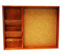 Home Basics Bacheca da parete in legno con organizer per posta e 3 ganci portachiavi, pino