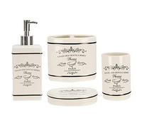 Home Basics Set di Accessori da Bagno Parigi 4 Pezzi, Bianco, No Size