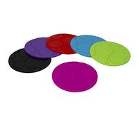 Home Basics - Sottobicchieri rotondi antiscivolo in silicone multicolore, set da 6, resistenti al calore, per interni ed esterni, protezione per tavolo da cucina, bar, ufficio