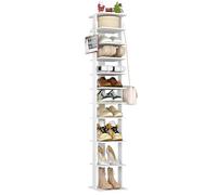 HOME BI Scarpiera stretta, scaffale per scarpe in legno a 10 livelli, armadietto verticale per scarpe, torre per ingresso, organizer per scarpe, camera da letto, 158x26.5x25.7 cm (bianco)