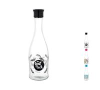 Home Bottiglia Gala con Tappo in Plastica, Vetro, Nero, 1 lt, Medium