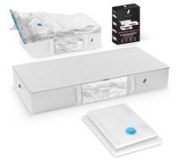 HOME BOX® Kit per lo stoccaggio sotto il letto - Set completo con 2 sacchetti in tessuto e 2 sacchetti sottovuoto (misure XXL e XL) - Borsa discreta&pratica (vestiti, scarpe, piumoni, sotto il letto)