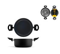 Home Casseruola 2 Manici Asterisco in Alluminio con Rivestimento Antiaderente, Nero, cm 20 - 9189220