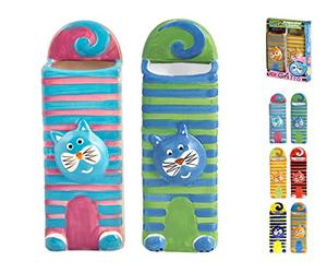 Home Cat Set 2 Evaporatori con Piatto, Ceramica, Multicolore, 17x6x23 cm, 8x19.5x3 cm