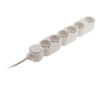 Home - Ciabatta, 6 prese da 16 A + interruttore, cavo HO5VVF 3G1 1,5 m, con spina parafulmine, colore: bianco