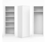 Home Collective Armadio guardaroba armadio multiuso bianco 50 cm larghezza 180 cm altezza con bastone appendiabiti e scomparto extra, organizer per guardaroba in legno MDF