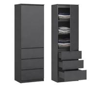 Home Collective Armadio, guardaroba, armadio multiuso con 3 ripiani e 3 cassetti | armadio compatto e funzionale per camera da letto, corridoio o studio | 40x50x180 cm (LxPxA) | Antracite