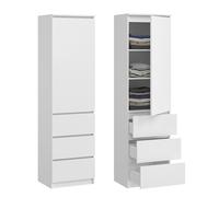 Home Collective Armadio, guardaroba, armadio multiuso con 3 ripiani e 3 cassetti | armadio compatto e funzionale per camera da letto, corridoio o studio | 50x40x180 cm (LxPxA) | Bianco