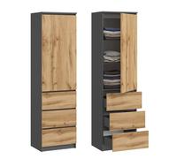 Home Collective Armadio, guardaroba, armadio multiuso con 3 ripiani e 3 cassetti | armadio compatto e funzionale per camera da letto, corridoio o studio | 50x40x180 cm (LxPxA) | antracite rovere