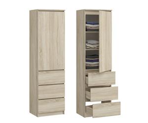 Home Collective Armadio, guardaroba, armadio multiuso con 3 ripiani e 3 cassetti | Armadio compatto e funzionale per camera da letto, corridoio o studio | 40x50x180 cm (LxPxA) | Sonoma