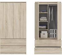 Home Collective Armadio guardaroba multiuso armadio per la casa 90x50x180 cm (LxPxA) con 2 cassetti, 3 ripiani e asta appendiabiti - robusto, salvaspazio e versatile | Naturale