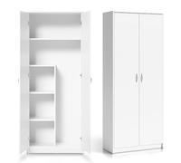 Home Collective Armadio multiuso armadio per la casa armadio per scope bianco 74 cm larghezza 180 cm altezza con ripiani e scomparto extra, organizer per armadio in legno MDF