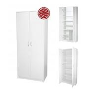 Home Collective Armadio multiuso con ammortizzatore Soft Close, bianco, 74 cm, larghezza 180 cm, altezza con quattro ripiani, armadietto per la casa, in legno MDF