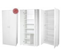 Home Collective Armadio multiuso con ammortizzatore Soft Close, ripiano bianco, 74 cm di larghezza, 180 cm di altezza, con sei ripiani e scomparto extra, armadietto per la casa, in legno