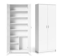 Home Collective Armadio multiuso scaffale bianco 74 x 180 cm con sei ripiani e scomparto extra, schedario armadio casalingo armadio organizzatore in legno per camera da letto corridoio cantina ufficio