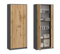 Home Collective Armadio multiuso scaffale rovere antracite 74 cm di larghezza 180 cm di altezza con quattro ripiani, schedario in legno organizzatore per camera da letto corridoio cantina ufficio