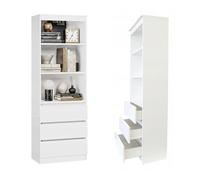 Home Collective Cartella a muro con 3 cassetti e 3 vani a giorno 60 cm Maja, cassettiera alta in legno MDF | 60x35x180 cm (LxPxA) | Bianco