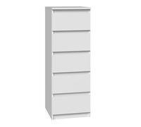 Home Collective Cassettiera bianca con cinque cassetti, camera da letto, corridoio, comodino, armadio, credenza, credenza, larghezza 40 cm, altezza 111 cm